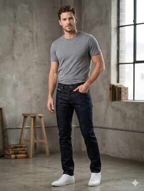 Naked & Famous Denim Slim Straight Jeans in Dark Indigo